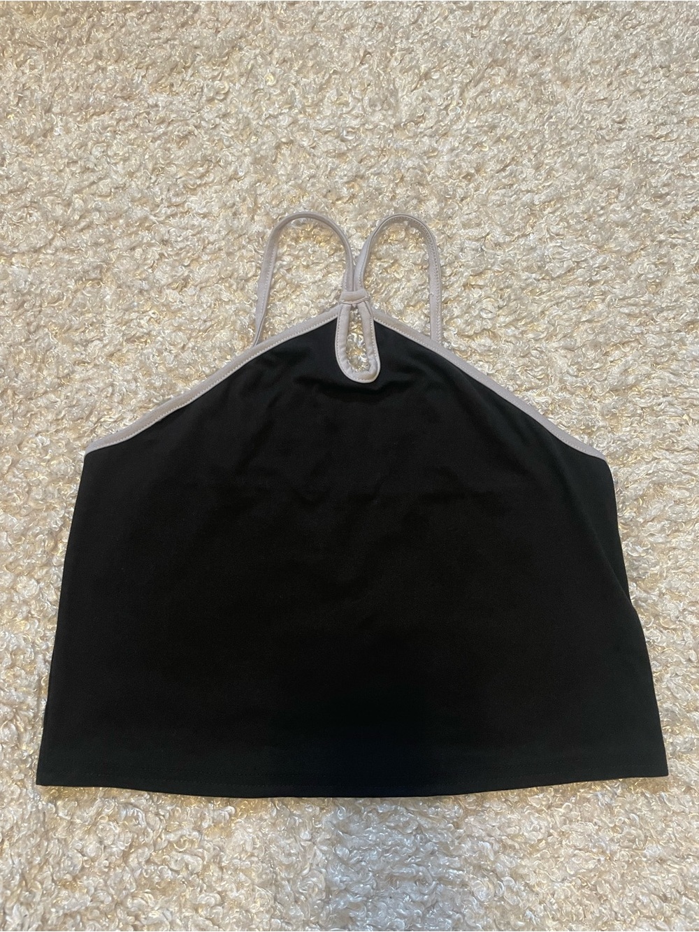 Black Halter Crop Top with white Trim